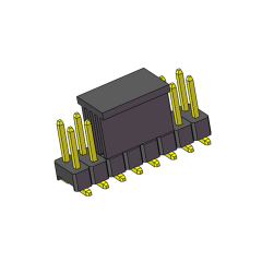 Pitch 2.54mm 180° 双排 SMT+CAP 单塑排针 PA:5.84 PC:7.3
